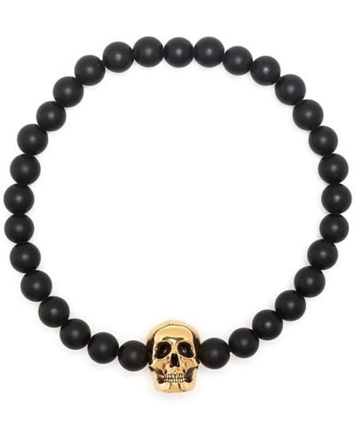 Alexander McQueen Skull Bracelet With Pearls - Black