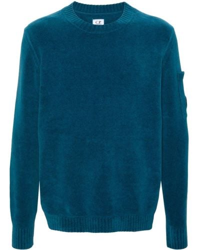 C.P. Company Chenille-Sweatshirt mit Lens-Detail - Blau