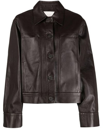 Studio Nicholson Button-up Leather Shirt Jacket - Black