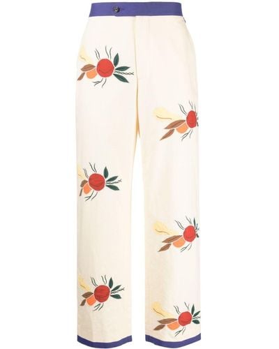 Bode Patch-detail Cropped Pants - White