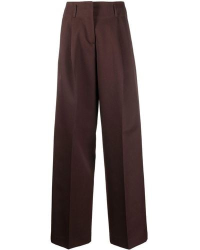 Golden Goose Pantalon droit à détails plissés - Marron