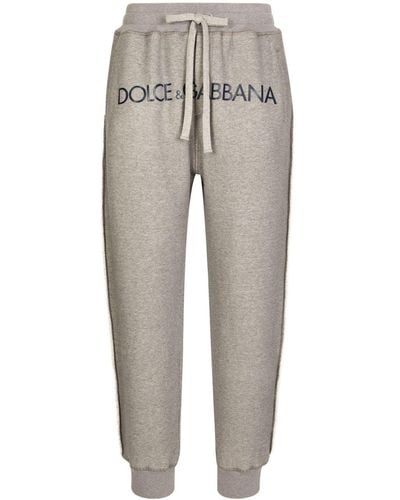 Dolce & Gabbana Logo-print Cotton-blend Track Pants - Gray