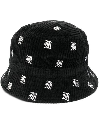 R13 Sombrero de pescador con logo bordado - Negro