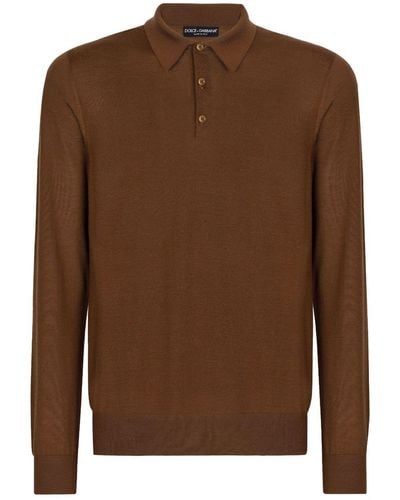 Dolce & Gabbana Cashmere Long-sleeve Polo Shirt - Brown