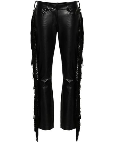 Norma Kamali Fringe-detail Straight Trousers - Black