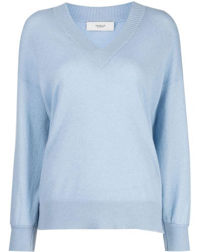 Pringle of Scotland V-neck Long Sleeve Sweater - Blue