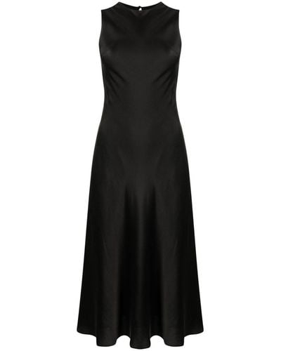 Cynthia Rowley Sleeveless Flared Silk Midi Dress - Black