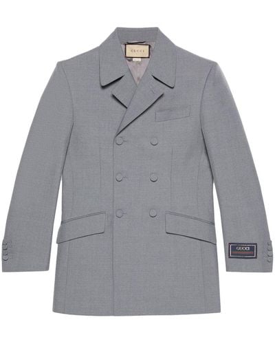 Gucci Double-breasted Wool Blazer - Grey