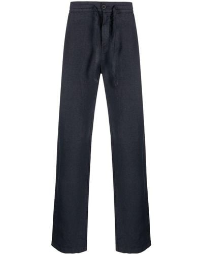 120% Lino Straight-leg Linen Pants - Blue