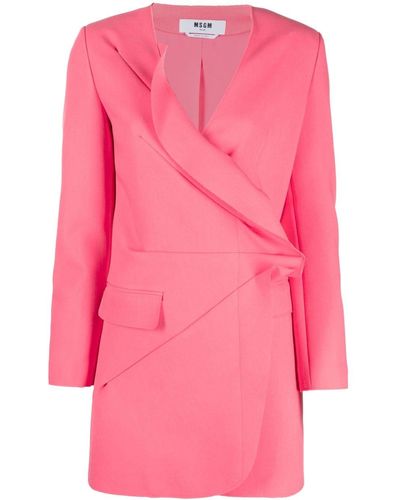 MSGM Long-sleeve Wrap Dress - Pink