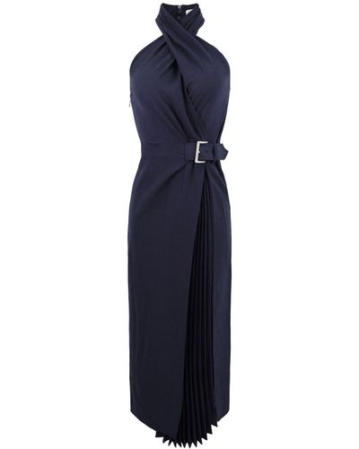 A.L.C. Fiona Pleated Midi Dress - Blue