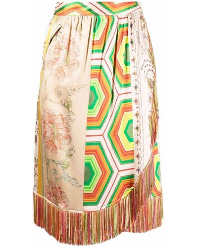 Pierre Louis Mascia Patchwork Silk Skirt - Multicolour