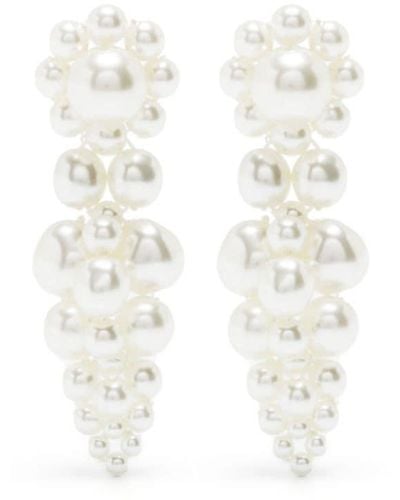 Simone Rocha Boucles d'oreilles pendantes Mini Cluster - Blanc