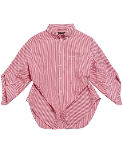 Balenciaga Stripe-print Cotton Shirt - Pink