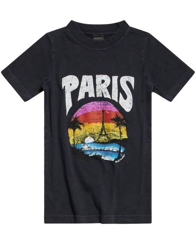 Balenciaga Camiseta Paris Tropical - Negro