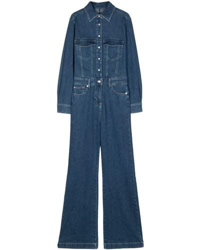 7 For All Mankind Luxe Denim Flared Jumpsuit - Blue