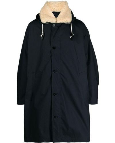 Jil Sander Shearling-collar Button-up Coat - Blue