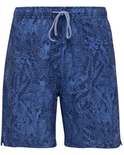 Peter Millar Tropicrazy Leaf-print Swim Shorts - Blue