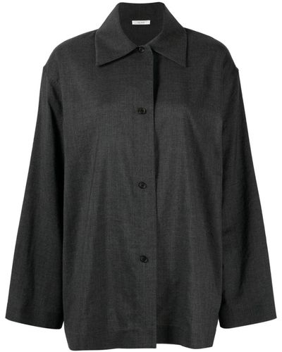 The Row Rigel Shirt In Silk And Cotton - Black