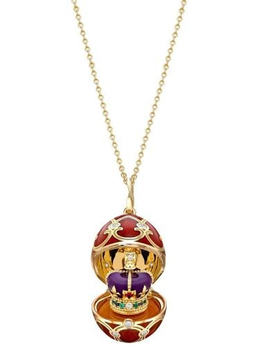 Faberge 18kt Heritage Coronation Crown Surprise Gelbgold-Medaillonanhänger mit Diamanten - Mettallic