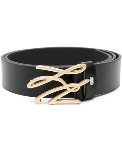 Karl Lagerfeld Logo-buckle Leather Belt - Black