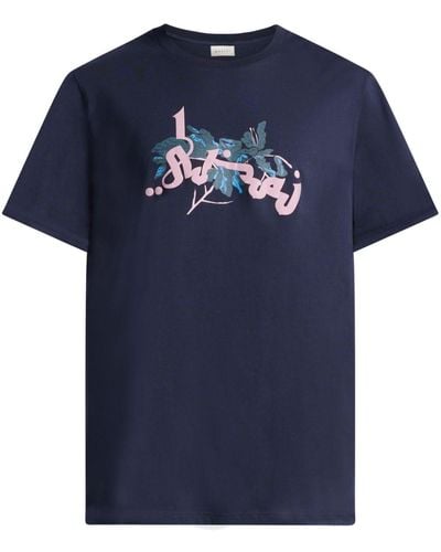 Qasimi T-shirt Met Print - Blauw