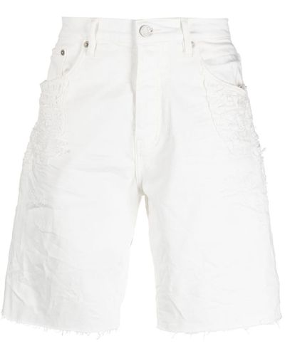 Purple Brand Raw-edge Distressed Shorts - White