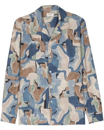 Altea Overhemd Met Camouflageprint - Blauw