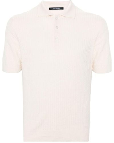 Tagliatore Ribbed-knit Polo Shirt - White