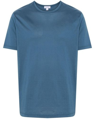 Sunspel T-shirt en coton à design uni - Bleu