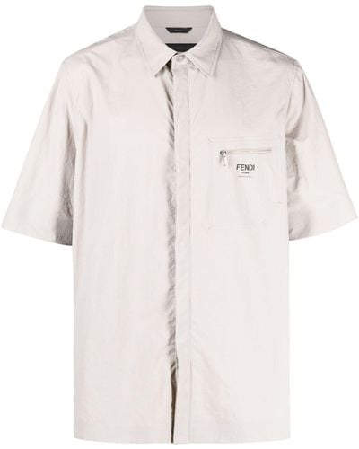 Fendi Logo-print Short-sleeve Shirt - Natural
