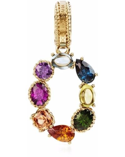 Dolce & Gabbana 18kt Yellow Gold Number 0 Gemstone Pendant - Metallic