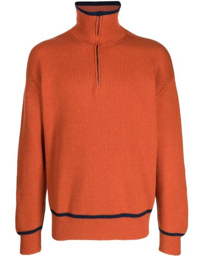 Pringle of Scotland Half-zip Fastening Wool Sweater - Orange