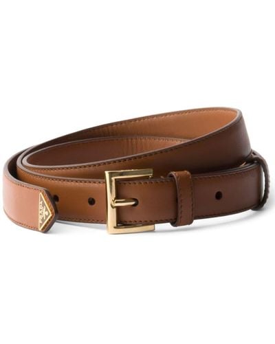 Prada Logo-appliqué Leather Belt - Brown