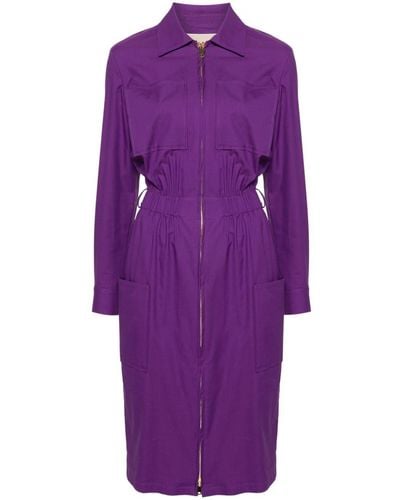 Blanca Vita Zip-up Long-sleeve Dress - Purple