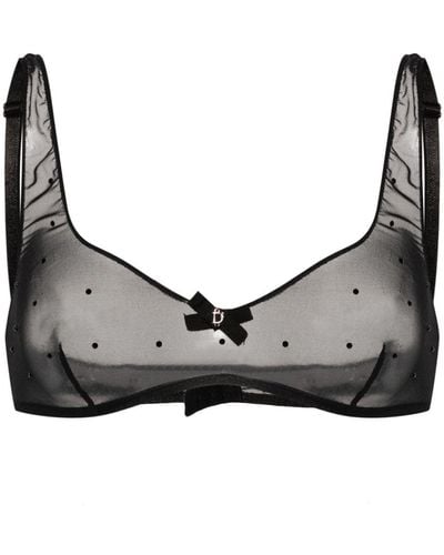 DSquared² Sequined Semi-sheer Bra - Black