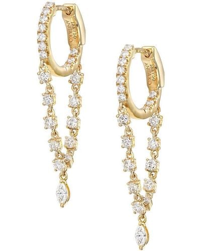 Anita Ko 18kt Yellow Gold Sienna Diamond Drop huggie Hoop Earrings - Metallic