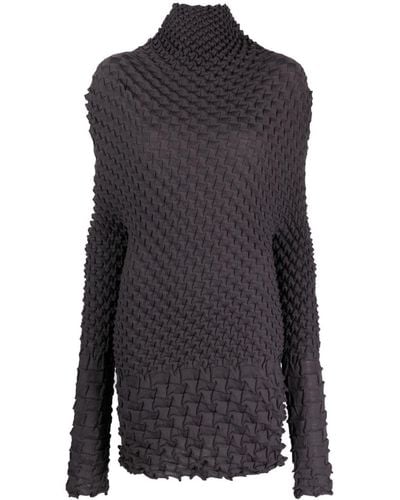 Issey Miyake Shell-knit Wool-blend Minidress - Black