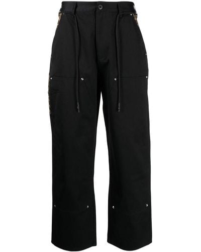 Clot Carpenter Leopard-print Trim Trousers - Black