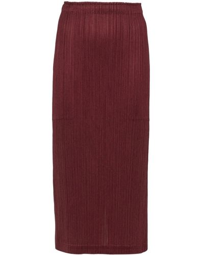 Pleats Please Issey Miyake Monthly Colors October Midi Skirt - Red