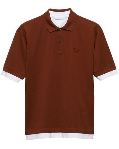 Prada Layered Cotton Polo Shirt - Brown