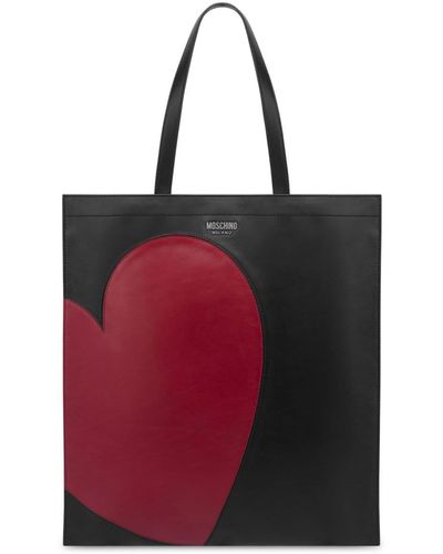 Moschino Heart-panelled Leather Tote Bag - Red