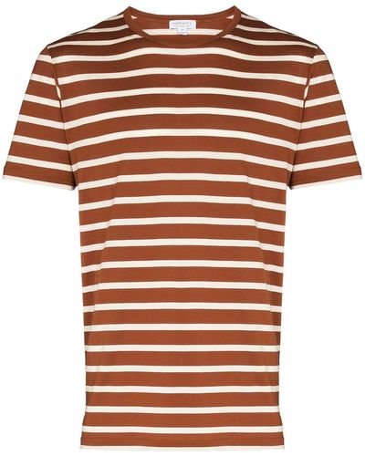 Sunspel Stripe-pattern Cotton T-shirt - Multicolour