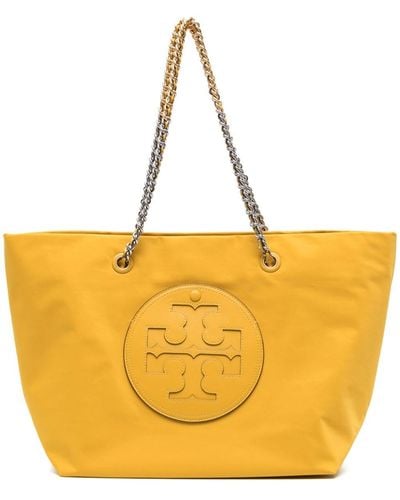 Tory Burch Ella Logo-patch Tote Bag - Yellow