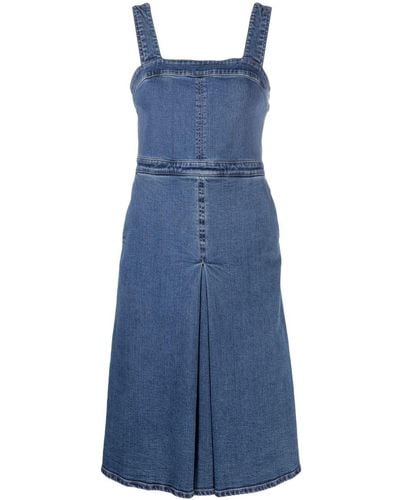 See By Chloé Jeans-Latzkleid mit Brusttasche - Blau