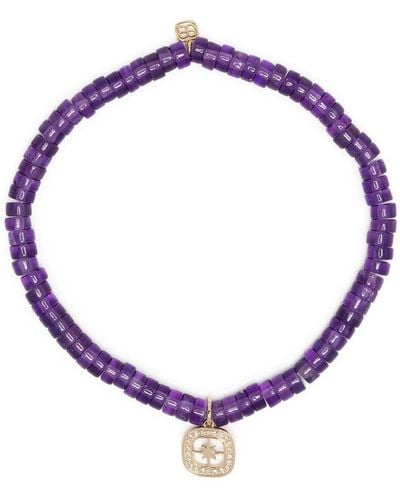 Sydney Evan 14kt Yellow Gold Starburst Amethyst Bracelet - Purple