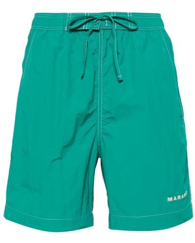 Isabel Marant Logo-print Tie-fastening Swim Shorts - Green