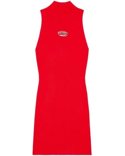 DIESEL M-Onervax Kleid mit Logo-Schild - Rot
