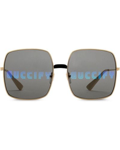 Gucci Eckige Pilotenbrille - Grau
