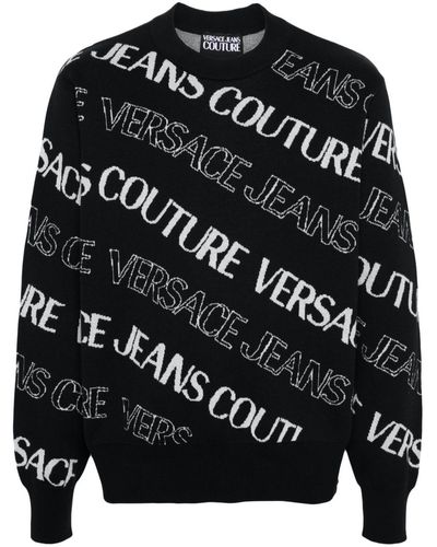 Versace Jeans Couture Jacquard-Pullover mit Logo - Schwarz